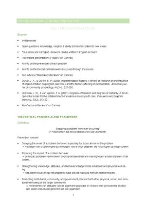 School and family based prevention 2022-2023 - Theoretical principles ...