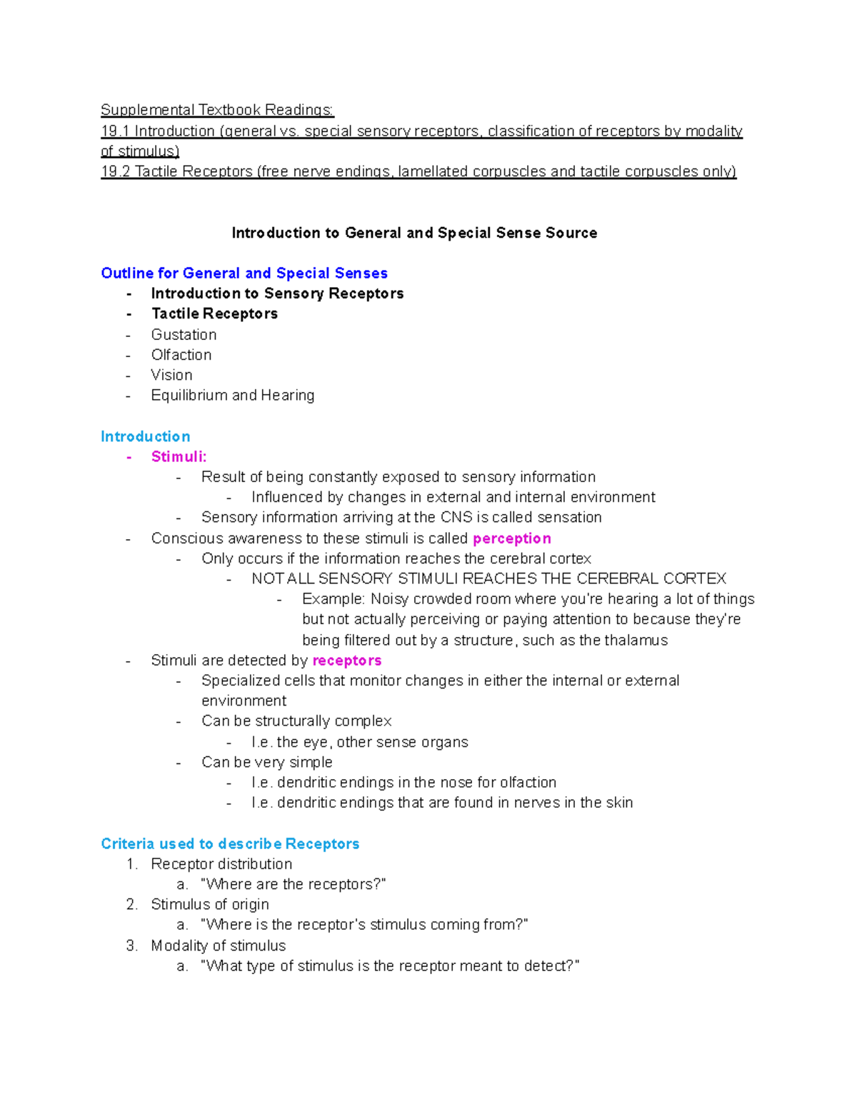 3/23 Lecture Video Notes - Supplemental Textbook Readings: 19 ...