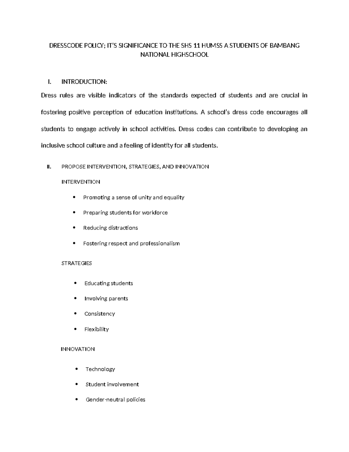 Dresscode Policy - research - DRESSCODE POLICY; IT’S SIGNIFICANCE TO ...