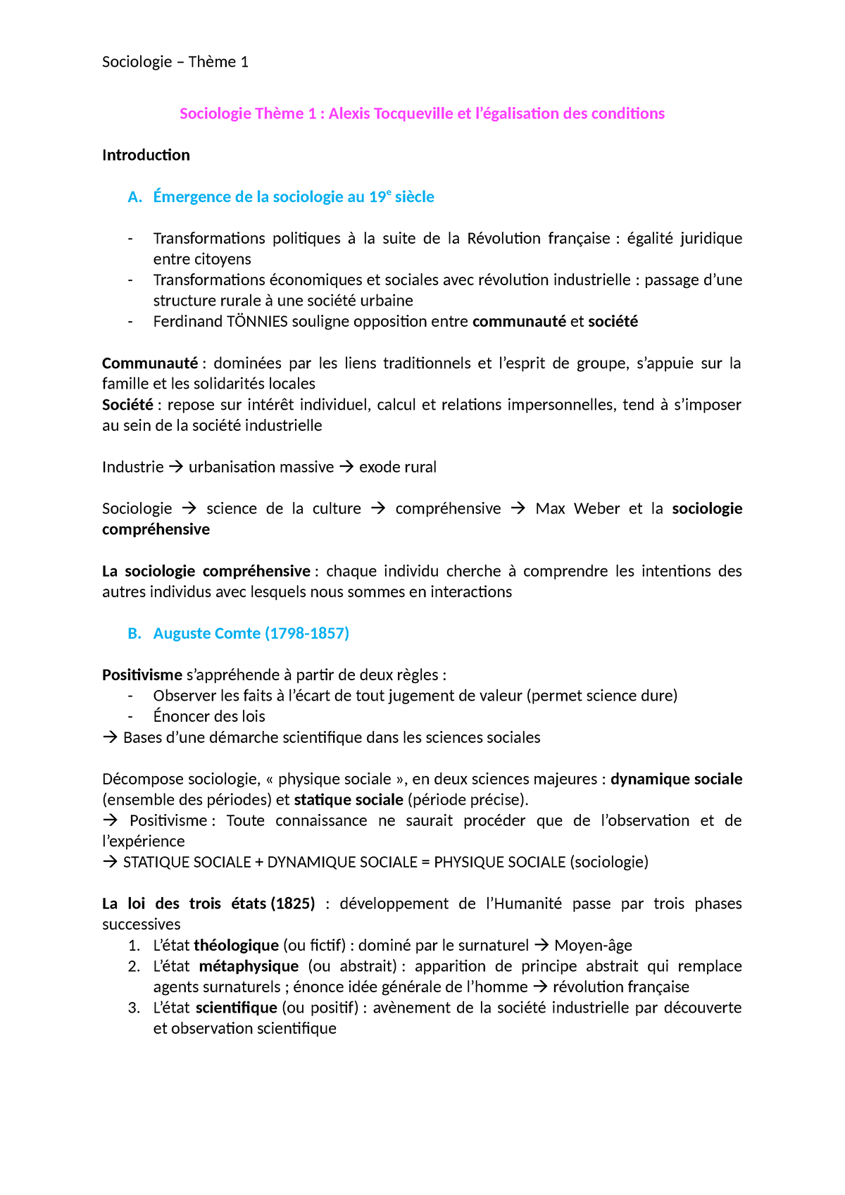 Sociologie Thème 1 Tocqueville - Sociologie Thème 1 : Alexis ...