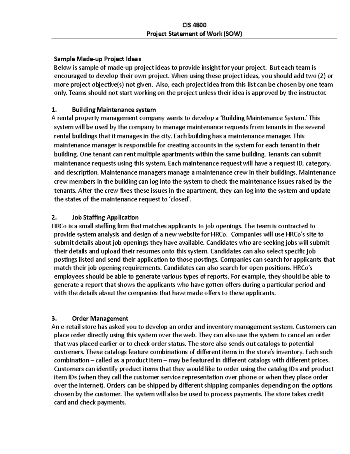 Project SOW-CIS4800 - dfgd - CIS 4800 Project Statement of Work (SOW ...