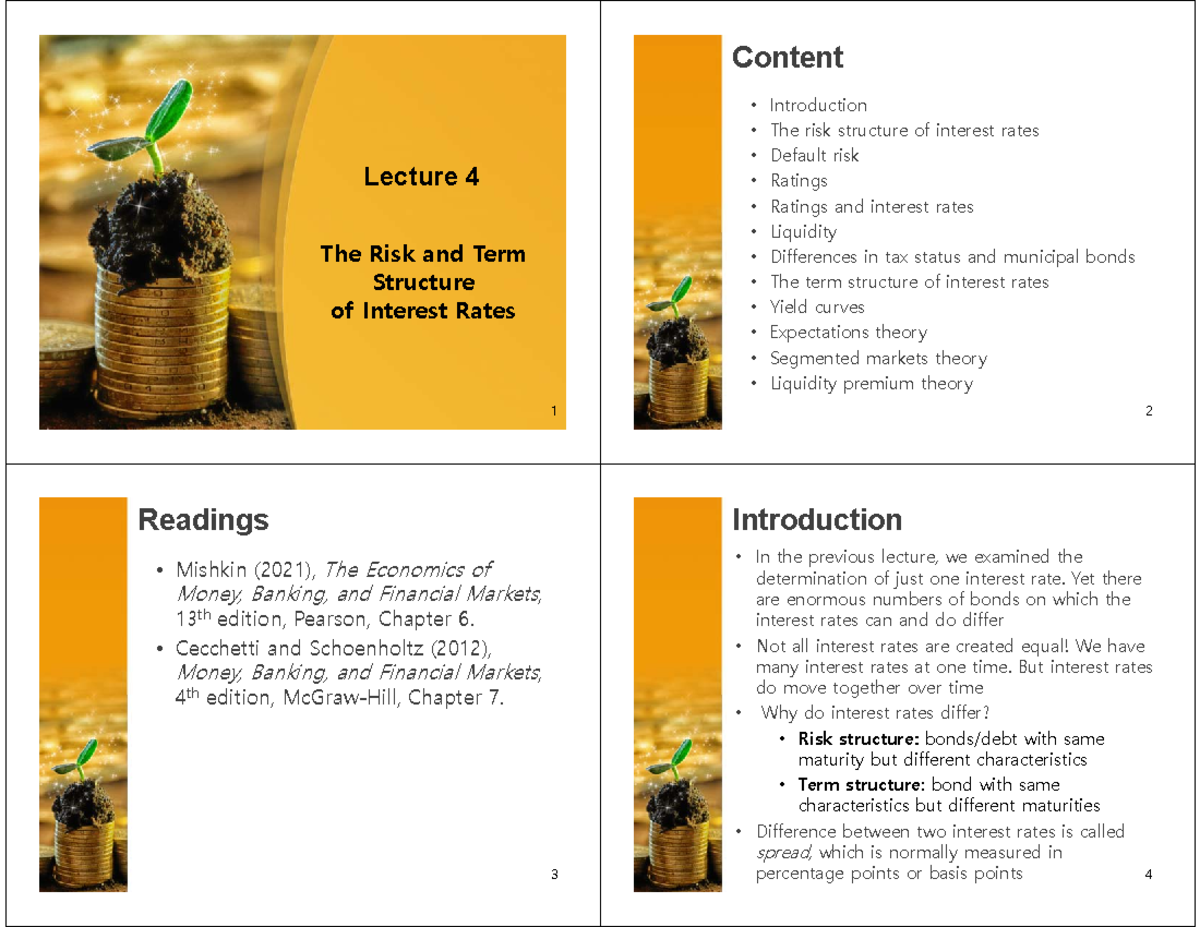 Lecture+4+-+The+term+structure+of+interest+rates - 1 Lecture 4 The Risk ...