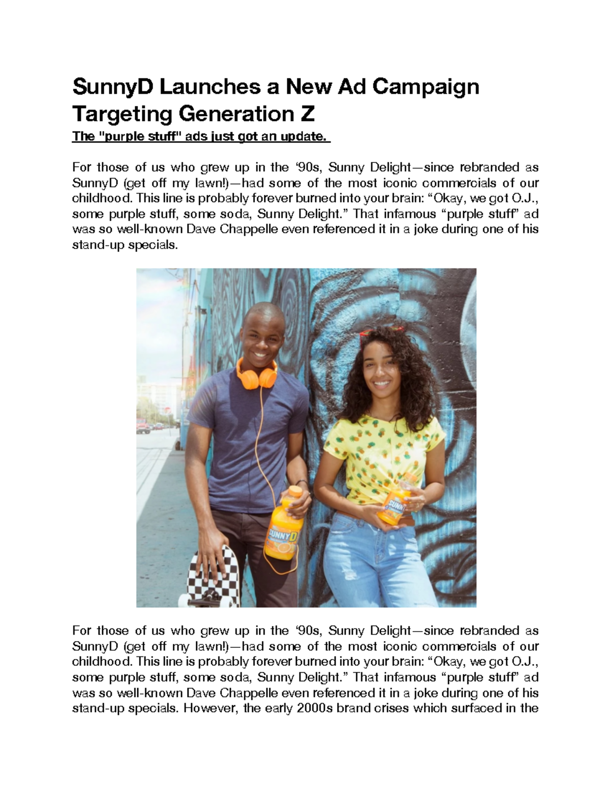 Sunny D Case Study In Consumer Behavior SunnyD Launches A New Ad
