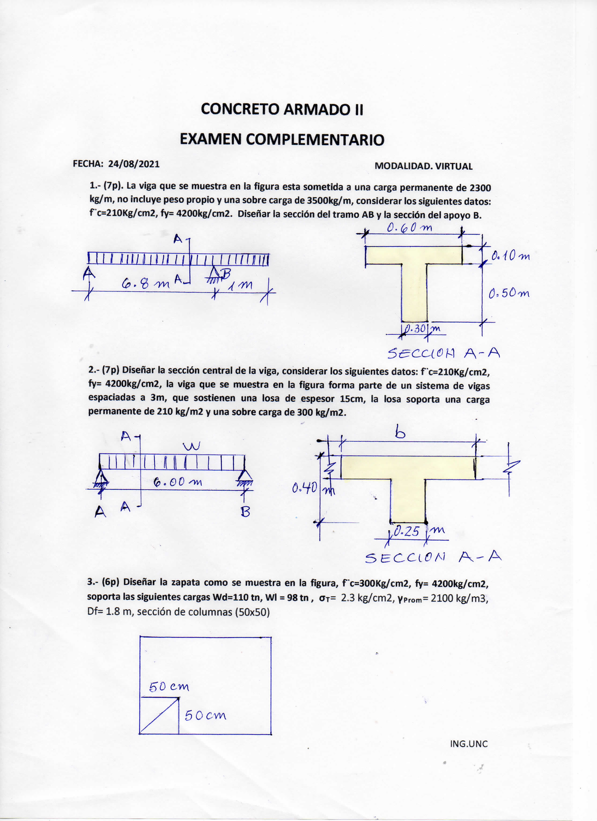 Examen Complementario C.A. II - Tecnologia Del Concreto - Studocu