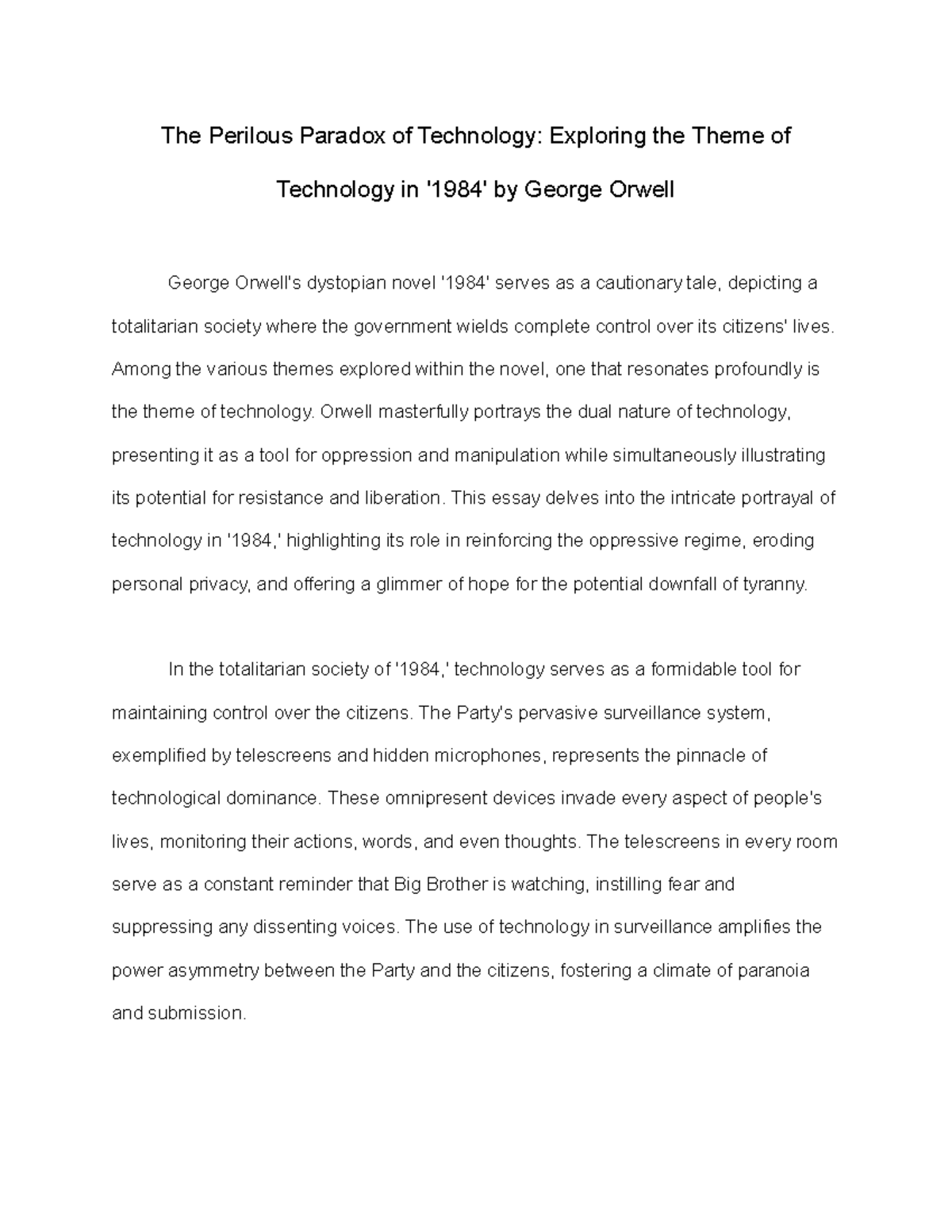 1984 essay technology