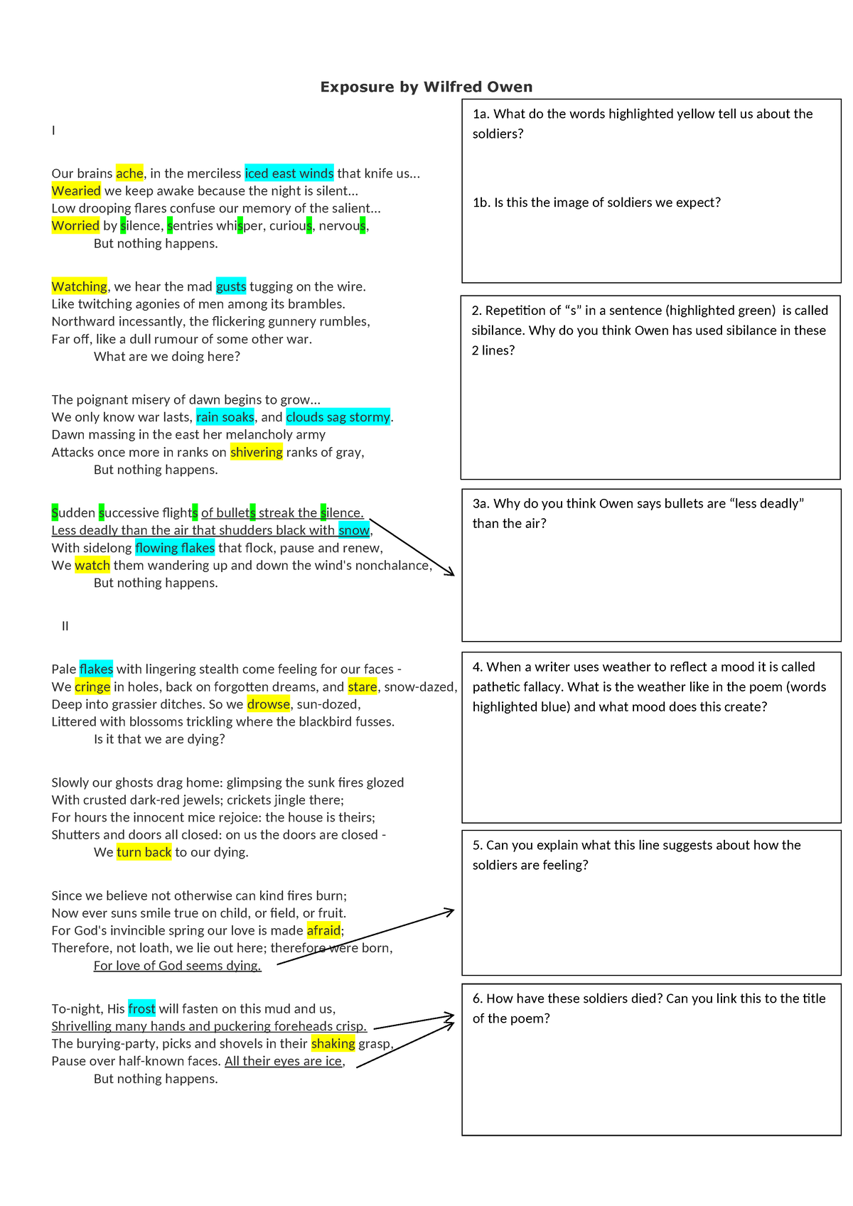 Exposure - Wilfred Owen - Exposure by Wilfred Owen I Our brains ache ...