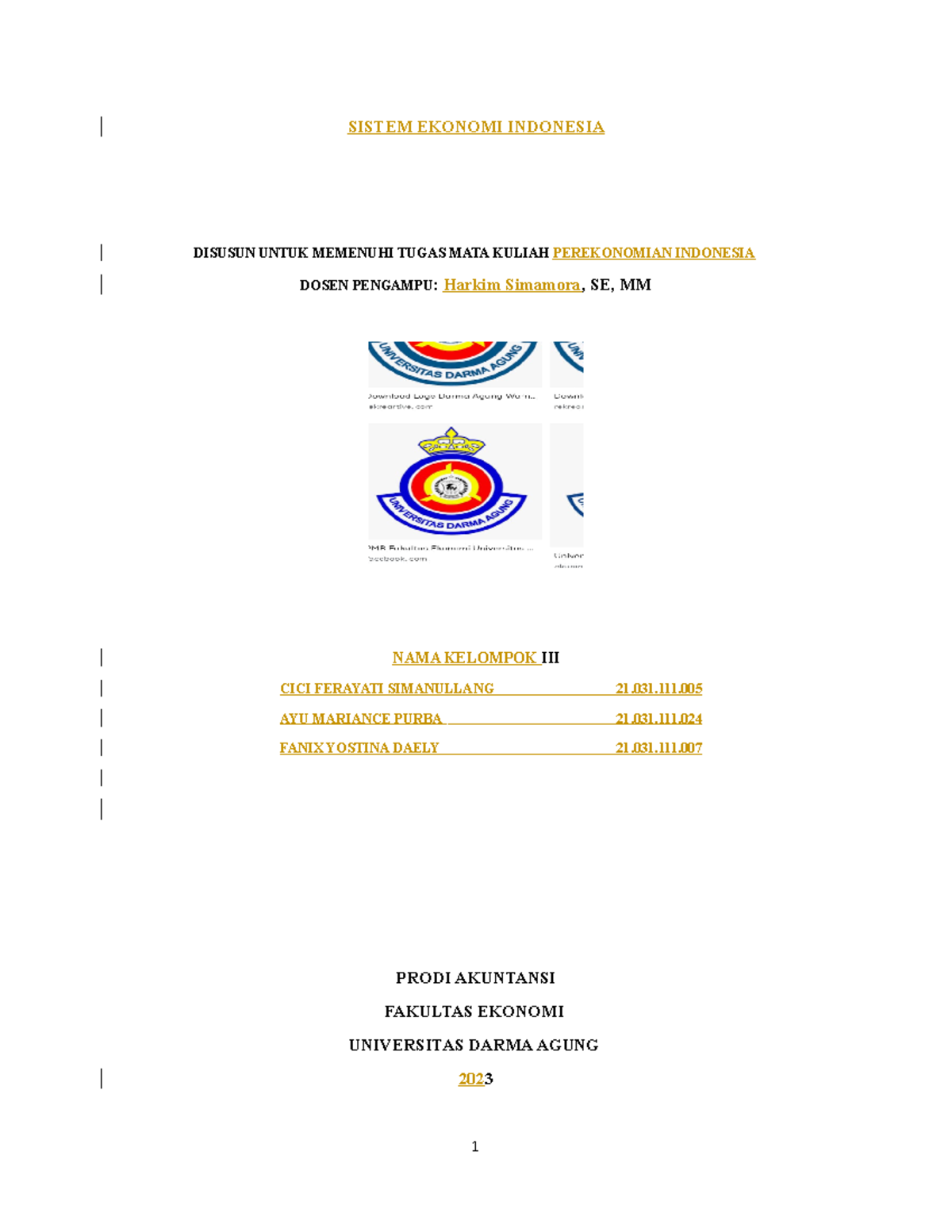 Perekonomian Indonesia - SISTEM EKONOMI INDONESIA DISUSUN UNTUK ...