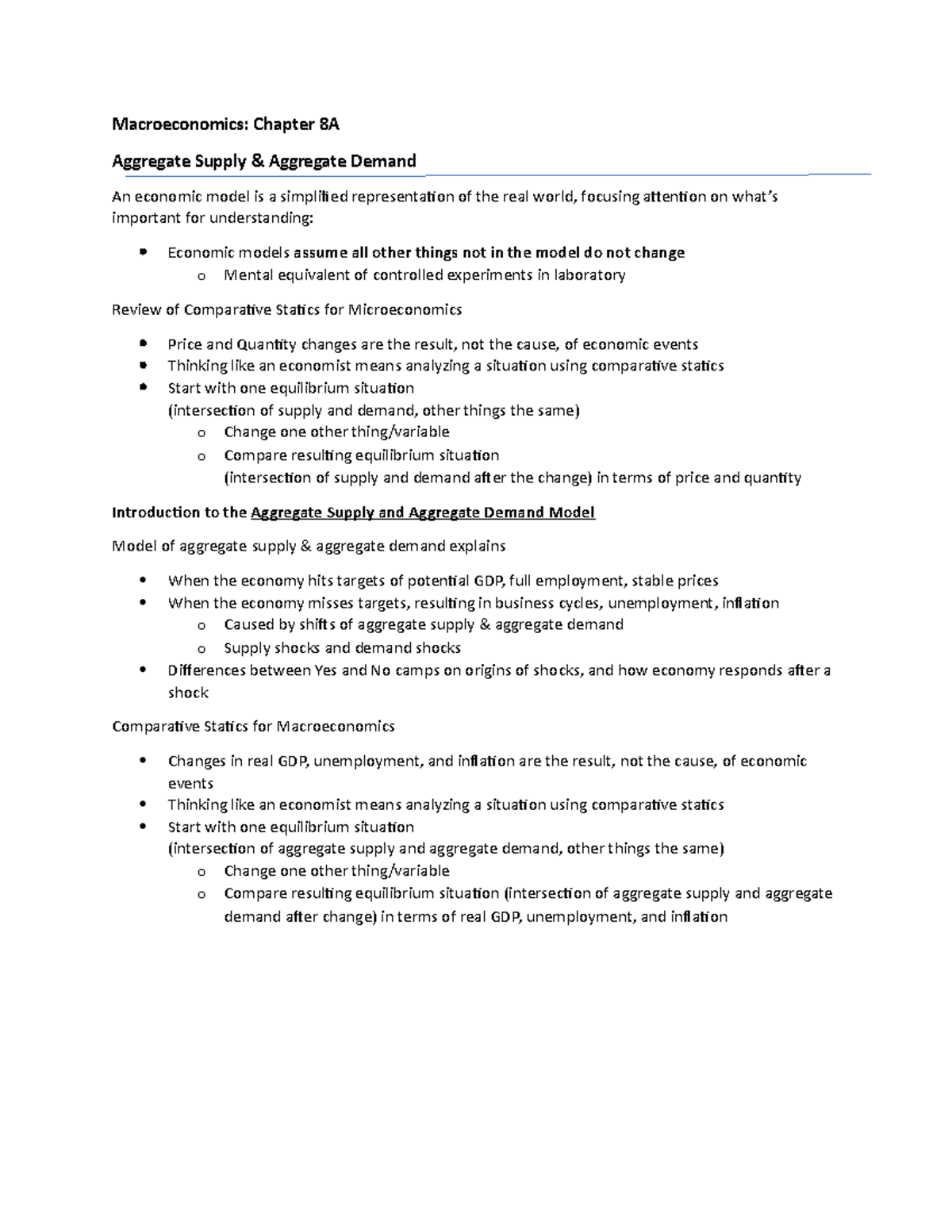 Aggregate Supply and Demand - Chapter 8A - Macroeconomics: Chapter 8A ...
