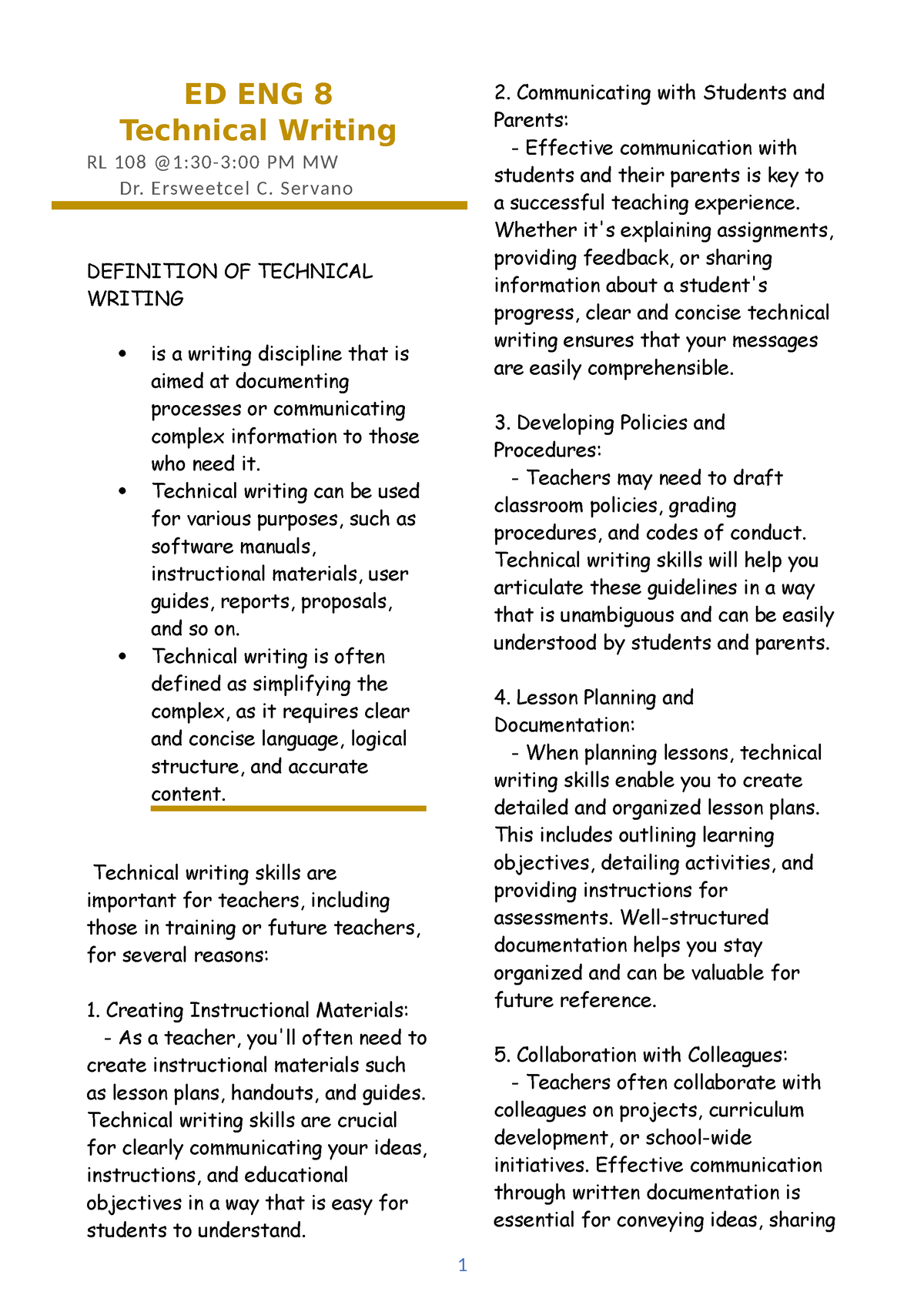 ED ENG 8 Technical Writing - Ersweetcel C. Servano DEFINITION OF ...