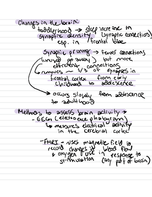 Changes to the Adolescent Brain Notes - PSYC 36100 - Studocu