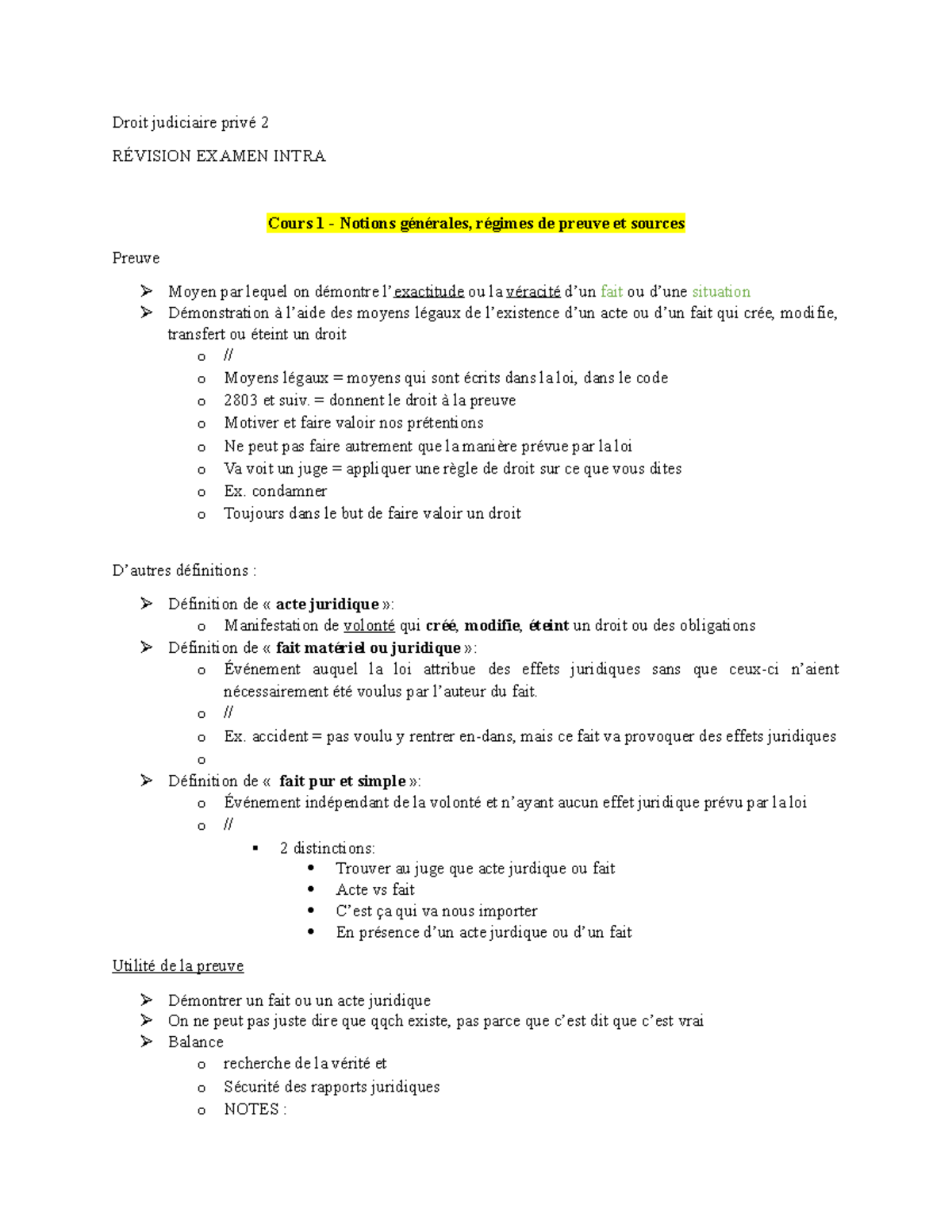 Notes Intra - Droit Judiciaire privé 2 - Hélène Maillette - DRT2232 ...