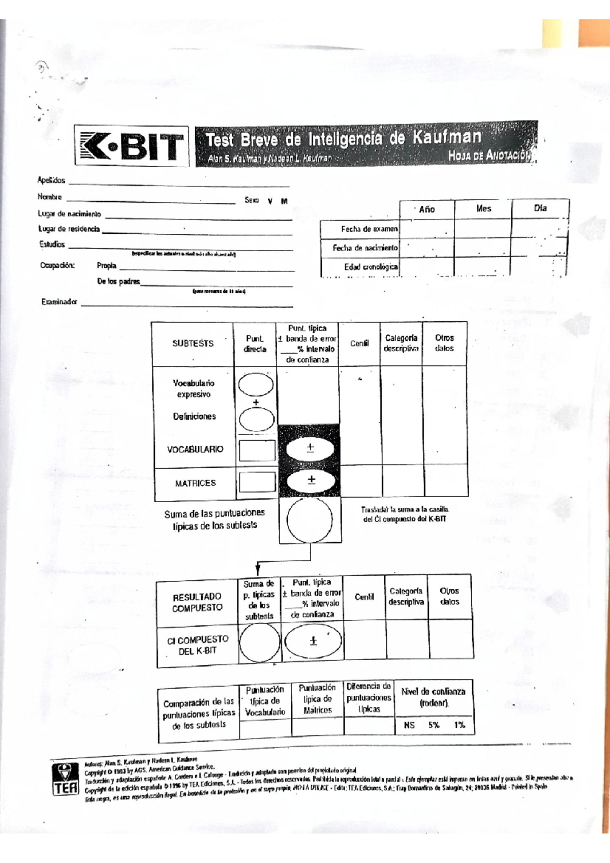 Hoja de anotación KBIT - Análisis de Casos I - Studocu
