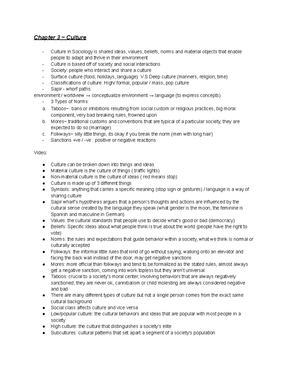 Sociology Midterm 2 - Chapter 3 ~ Culture Culture in Sociology is ...