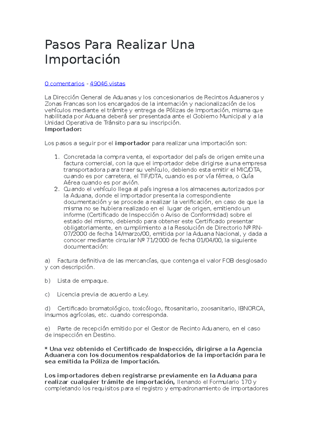 Pasos Para Realizar Una Importación - Pasos Para Realizar Una ...
