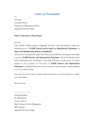 Forwarding letter format - To The Head of Human Resource Department ...