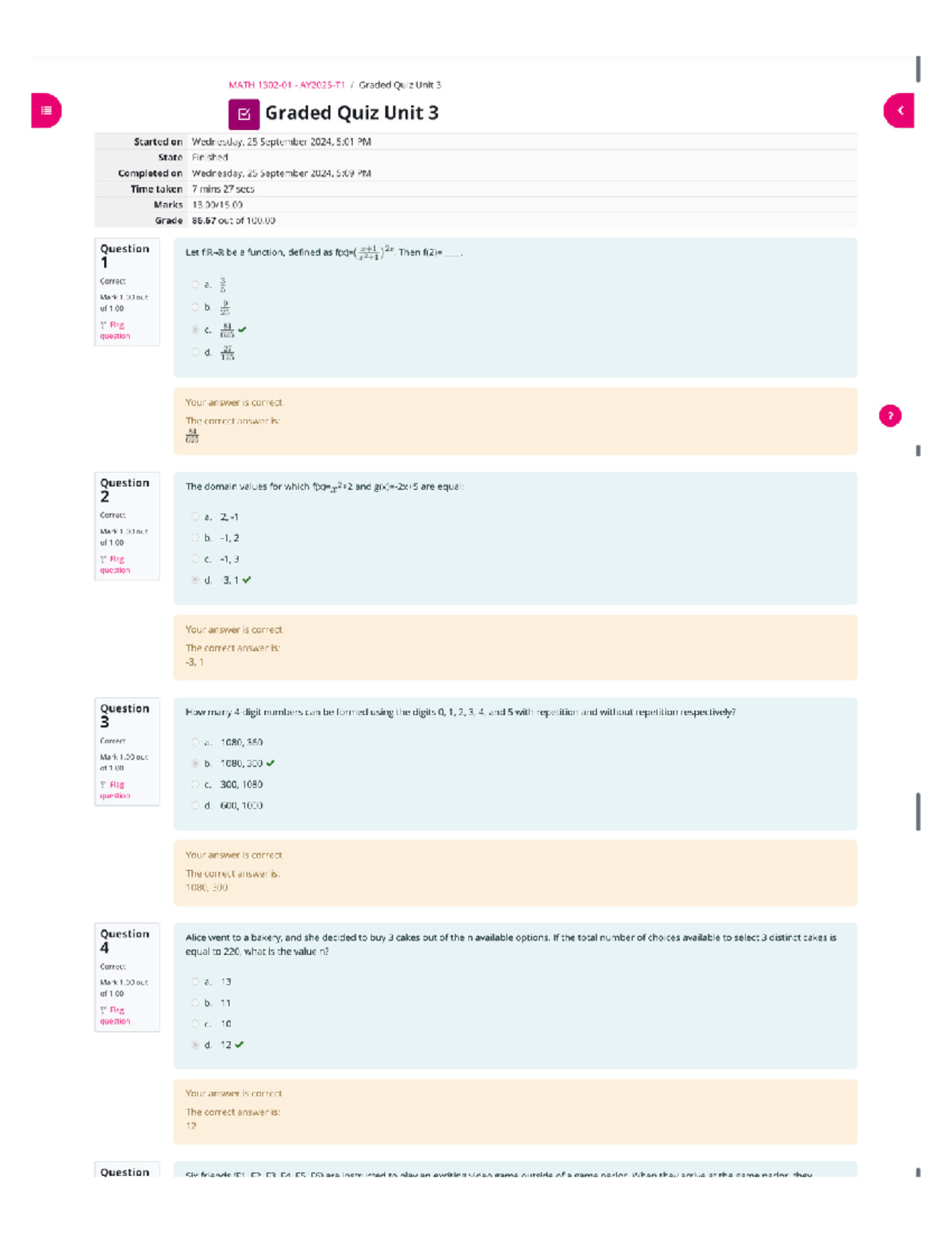 MATH 1302 Graded Quiz Unit 3 - MATH Graded Quiz Unit 3 Graded Quiz Unit ...