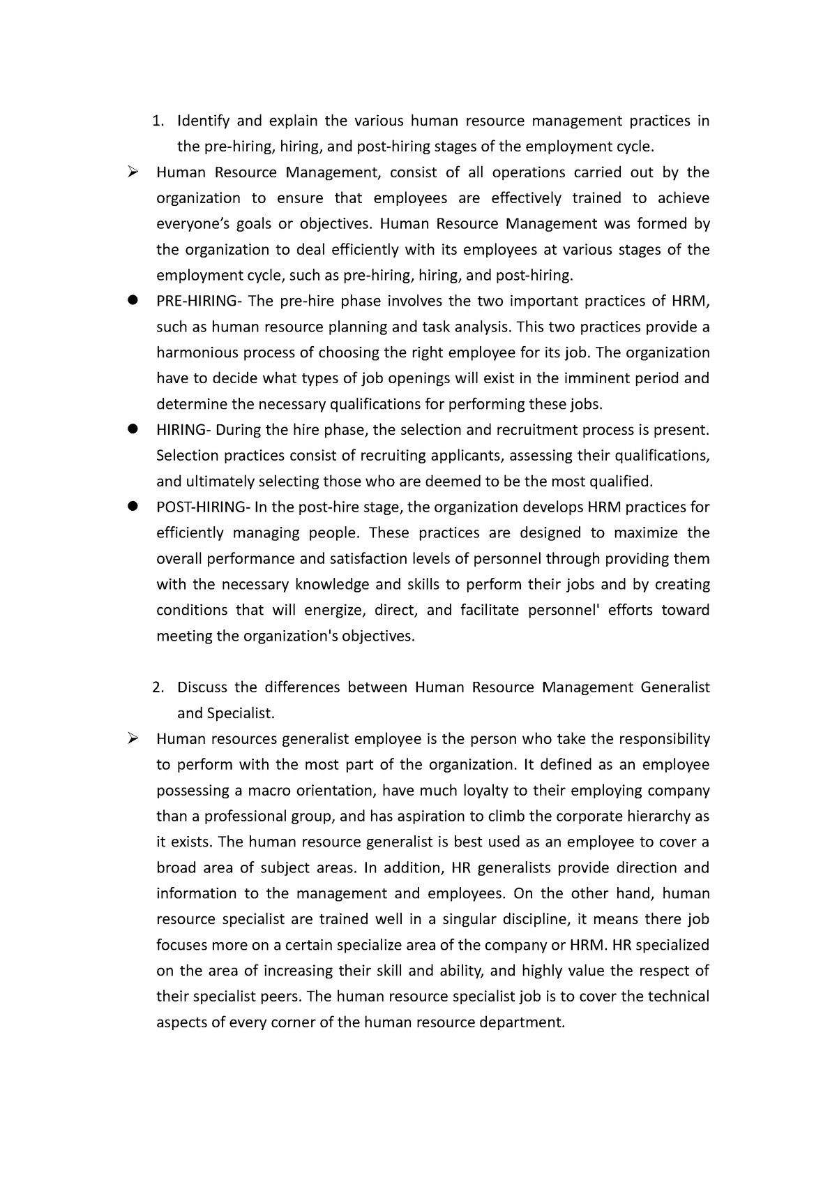 CHAPTER 3 - HUMAN RESOURCE MANAGEMENT - Identify and explain the ...