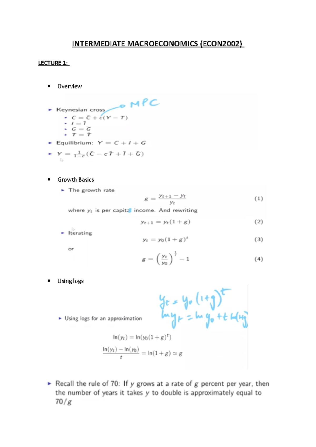 Intermediate Macroeconomics (2002 ) Notes - INTERMEDIATE MACROECONOMICS ...