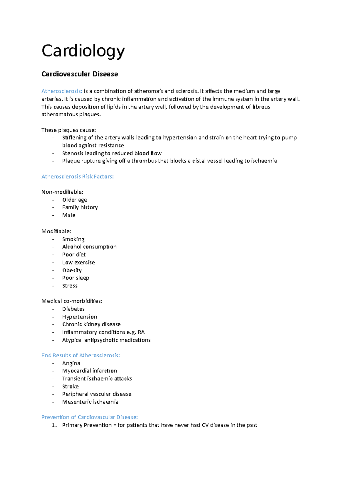 Cardiology - Common cardiac conditions - Cardiology Cardiovascular ...