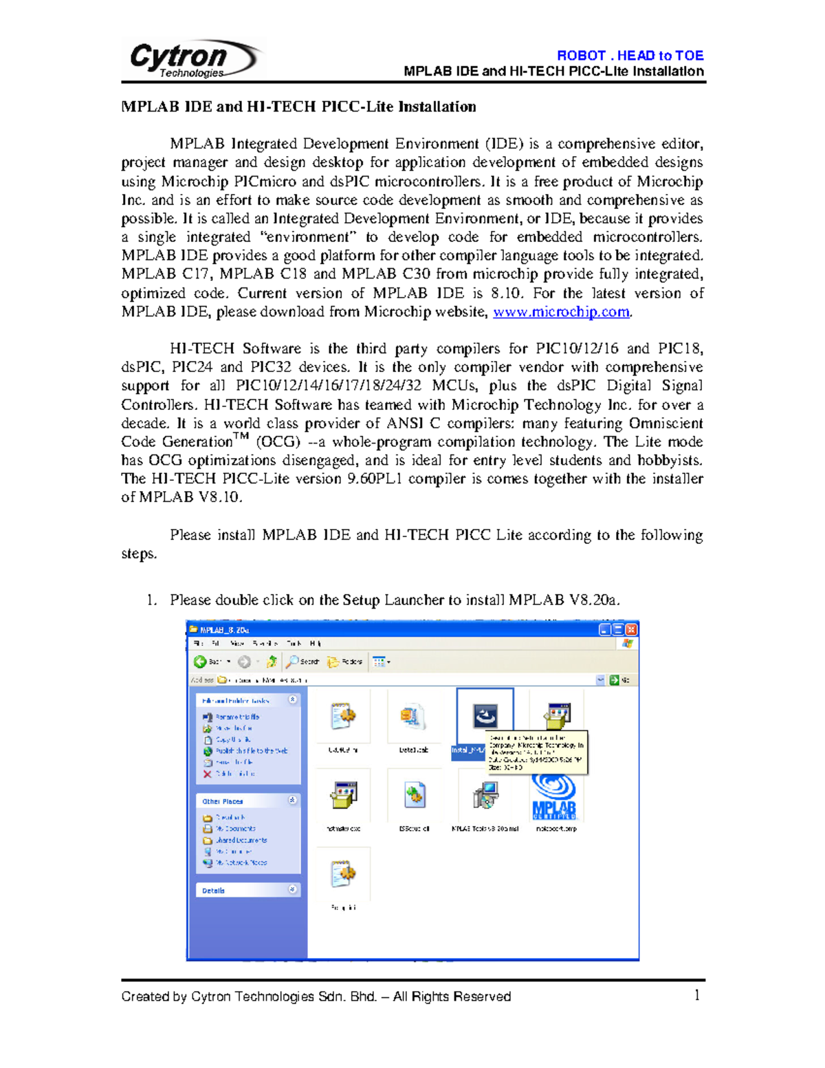Mplab IDE and HI-TECH C PRO Installation - MPLAB IDE and HI-TECH PICC ...