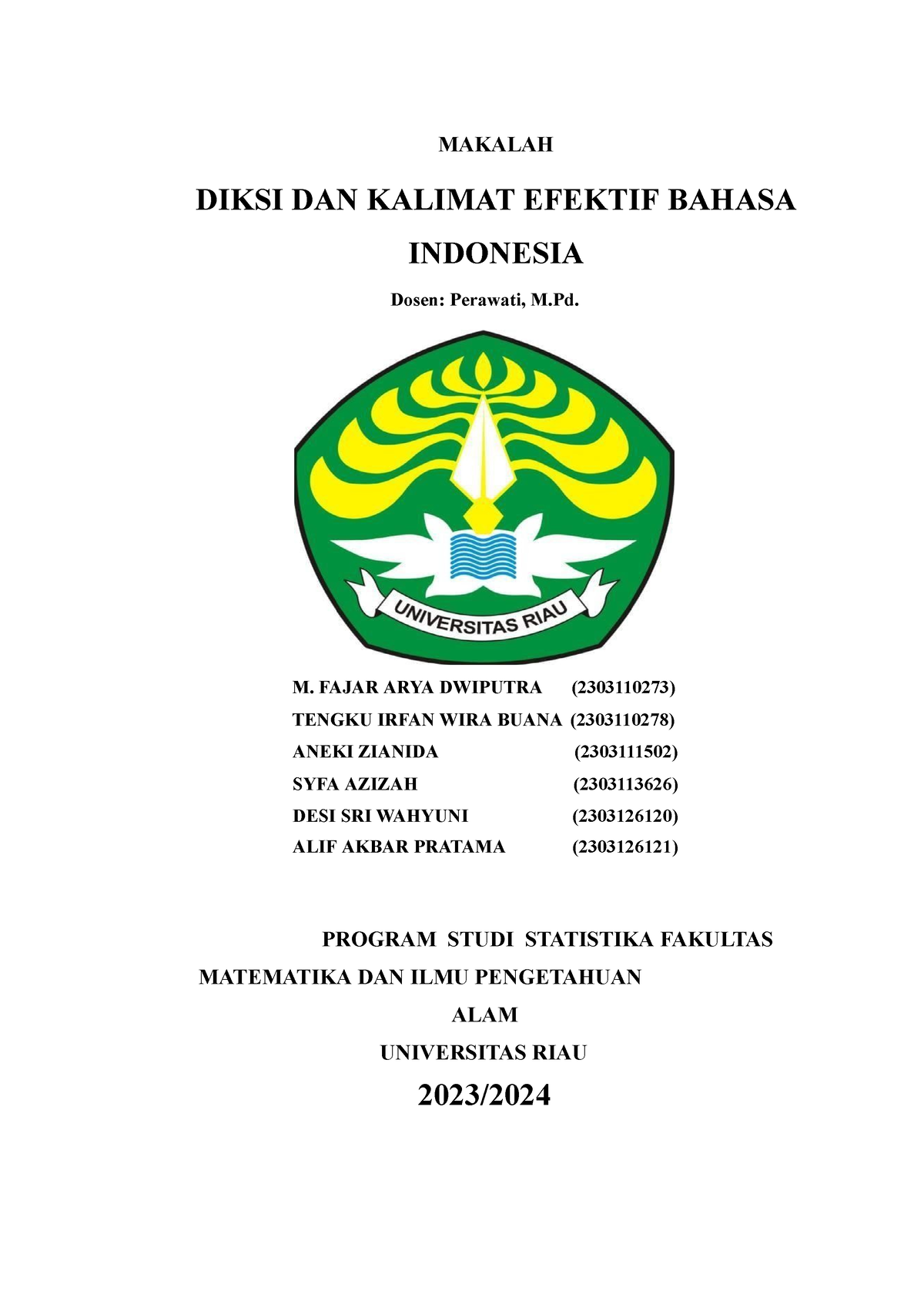 1. Diksi Dan Kalimat Efektif Klmpk 1 Bindo - MAKALAH DIKSI DAN KALIMAT ...