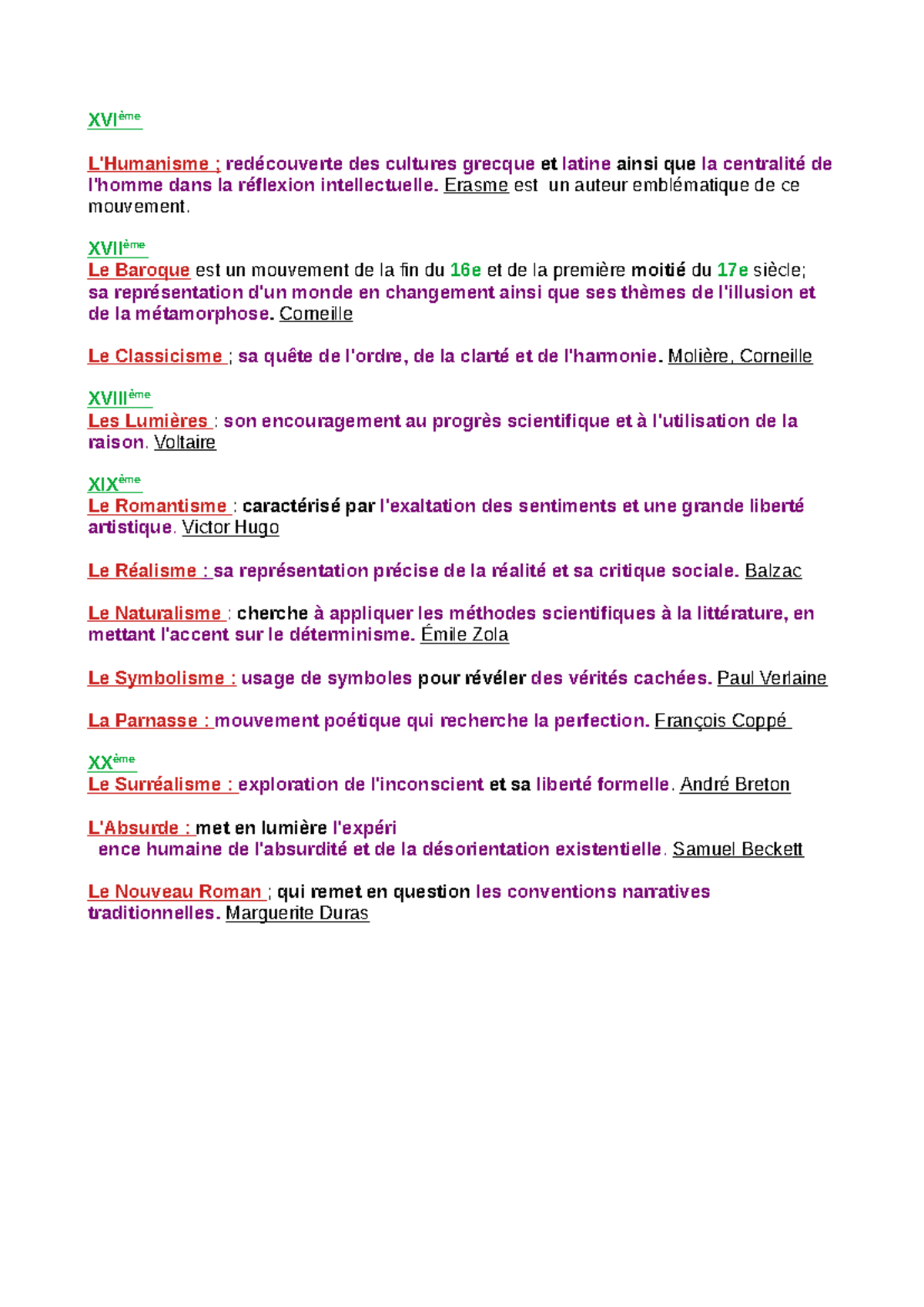 Mouvement LITT - XVIème L'Humanisme ; redécouverte des cultures grecque ...