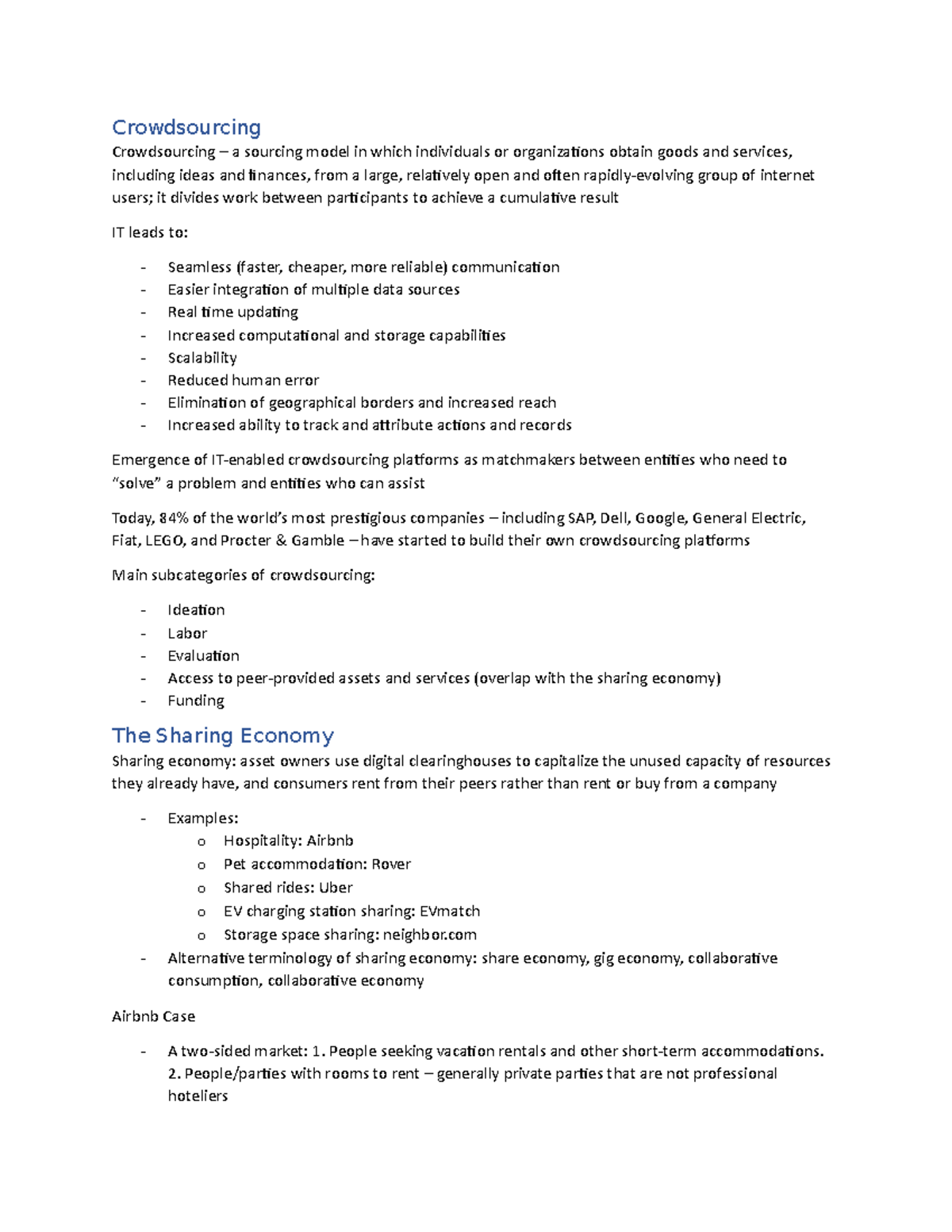 Class Notes - Lesson 4 - Crowdsourcing and the Sharing Economy ...