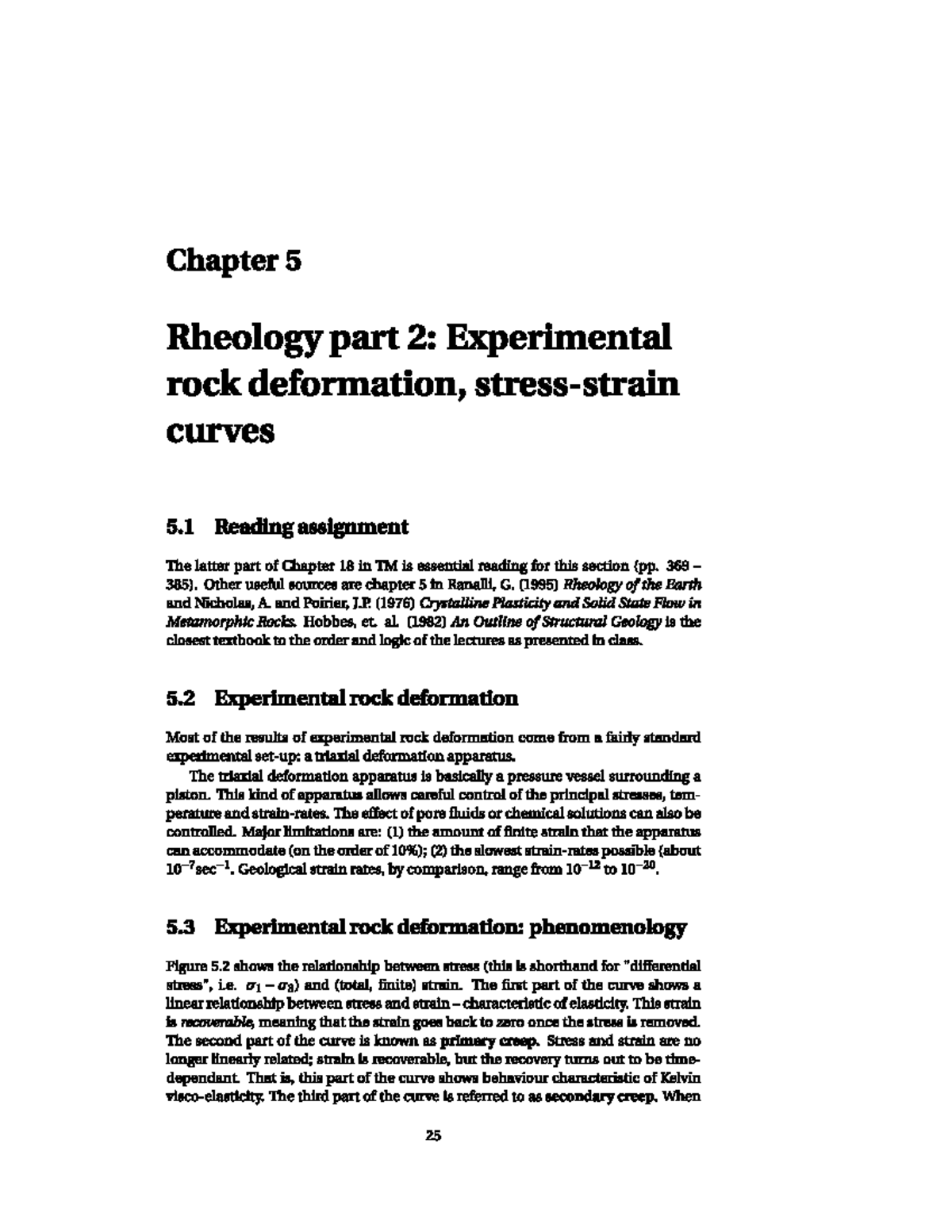 Experimental rock deformation, stressstrain curves - Chapter 5 Rheology ...