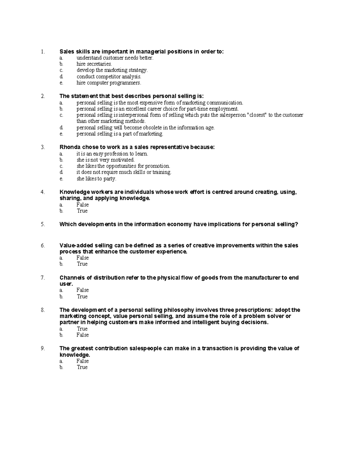 Chapter 1 - selling today - Sales skills are important in managerial ...