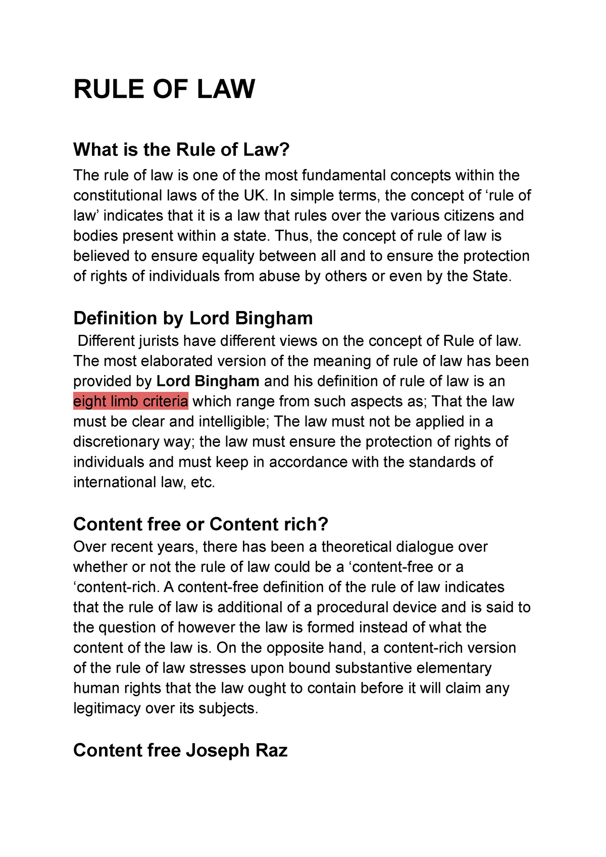 what is the rule of law essay
