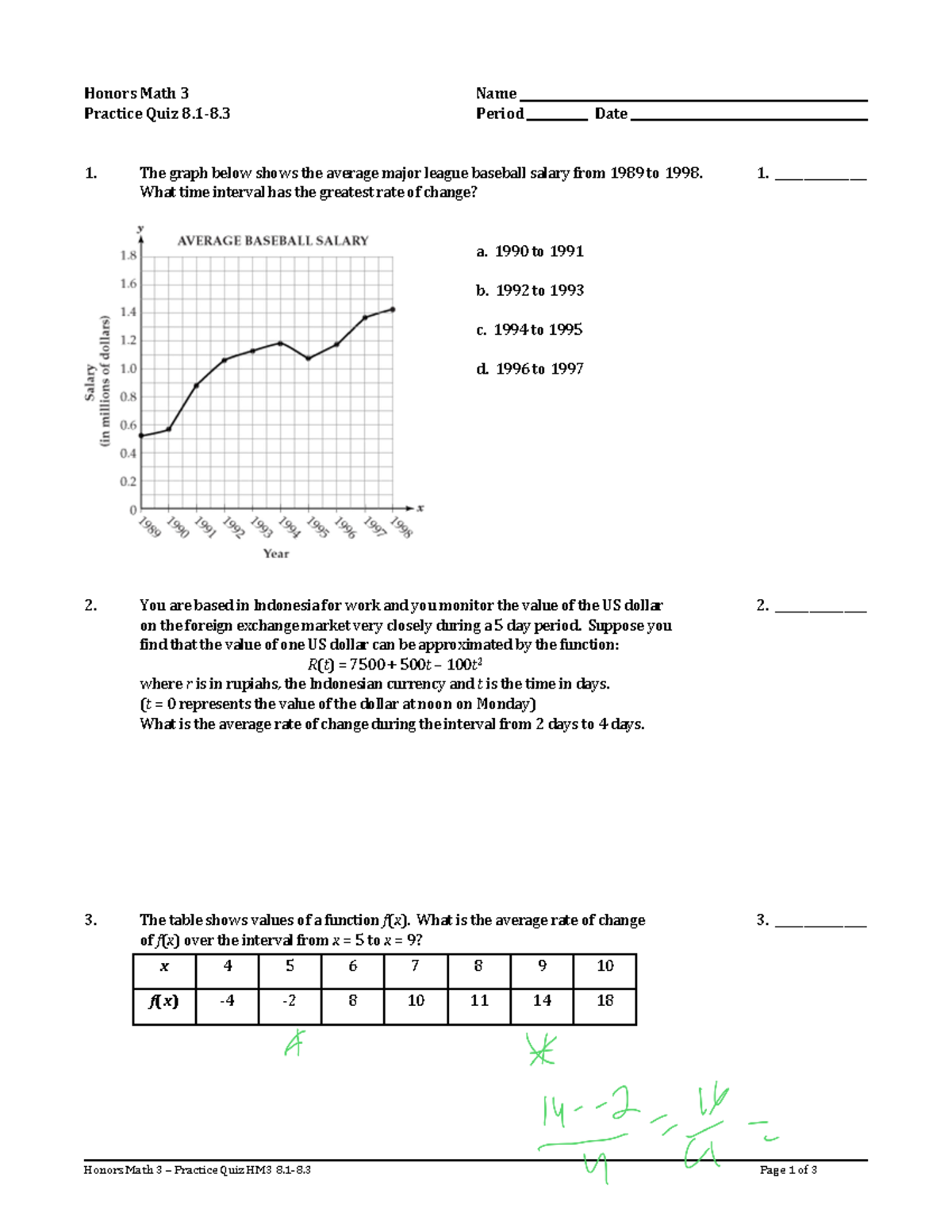 Practice+Quiz+8 - practice quiz - Honors Math 3 – Practice Quiz HM3 8.1 ...