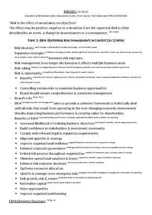 [Solved] outcomes as an element of risk - Risk Management - Studocu