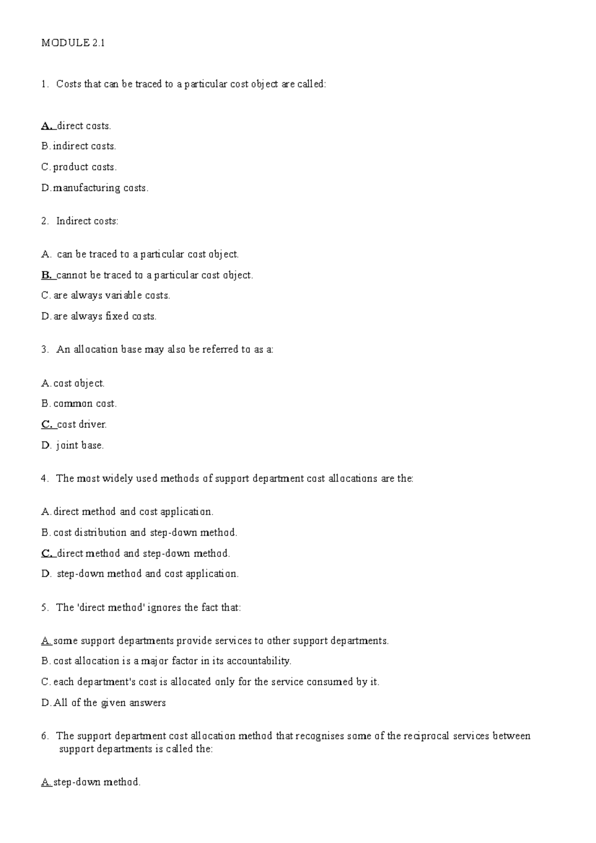 MOD 2 - the role and purpose of management accounting and covers the ...