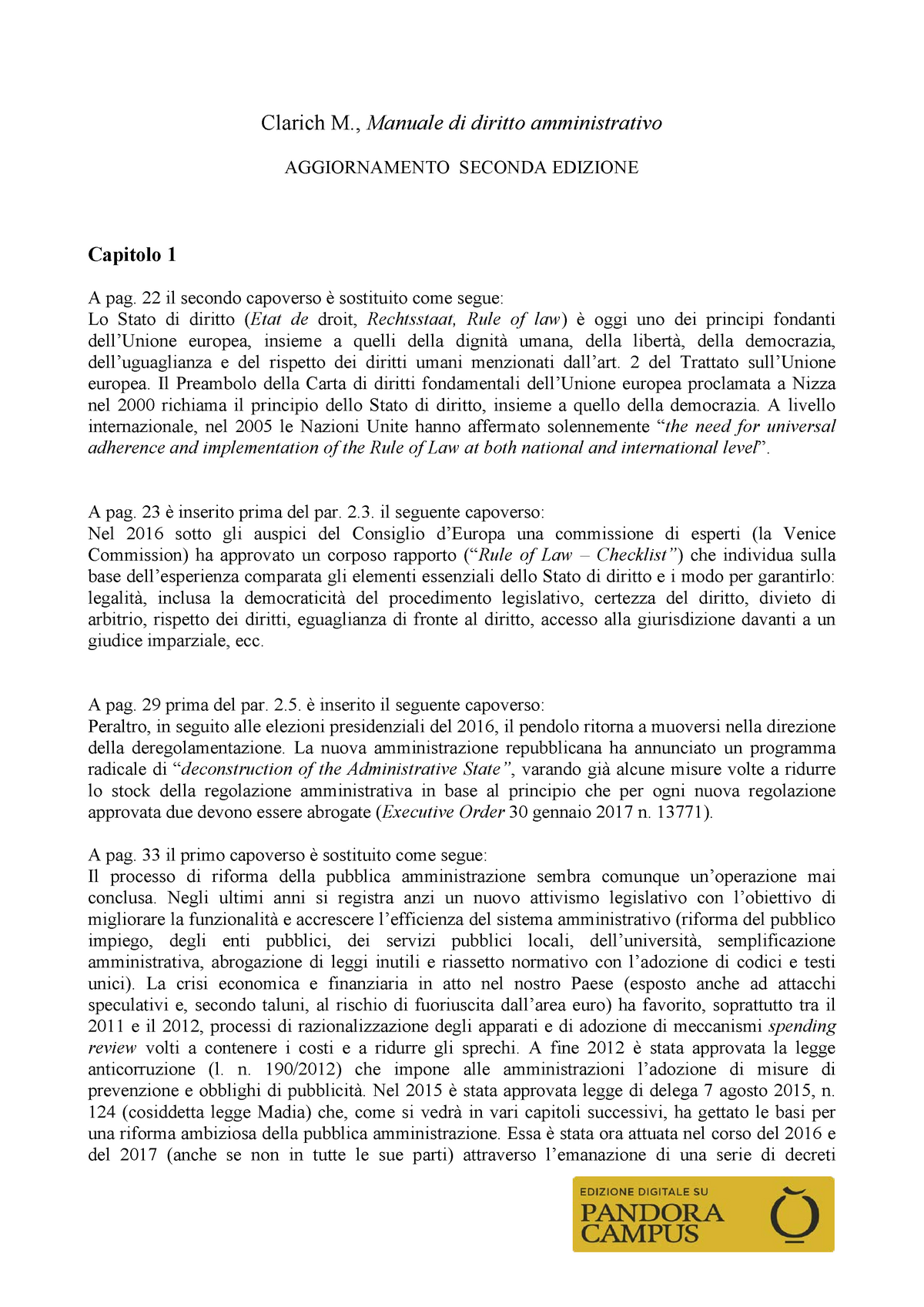 Clarich Manuale Di Diritto Amministrativo Aggiornamento Seconda ...