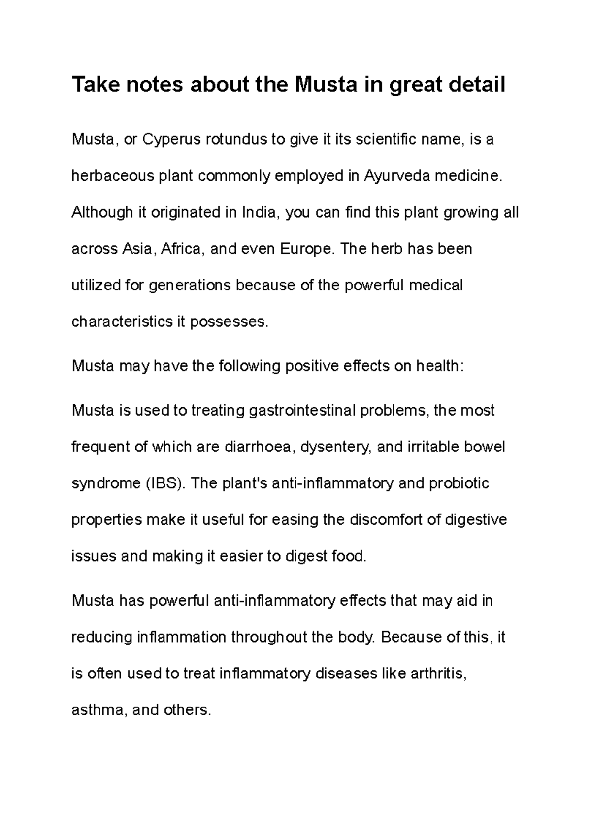 Take Notes About The Musta In Great Detail Although It Originated In
