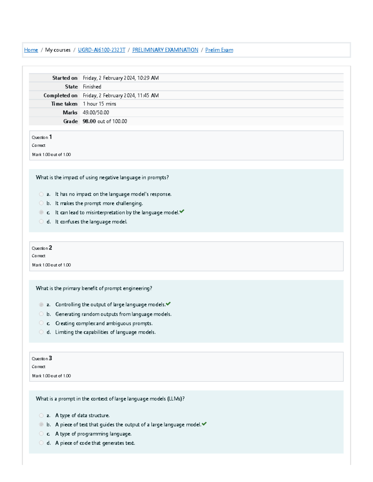 UGRD-AI6100 AI - Prelim Exam Attempt 1 - Home / My Courses / UGRD ...