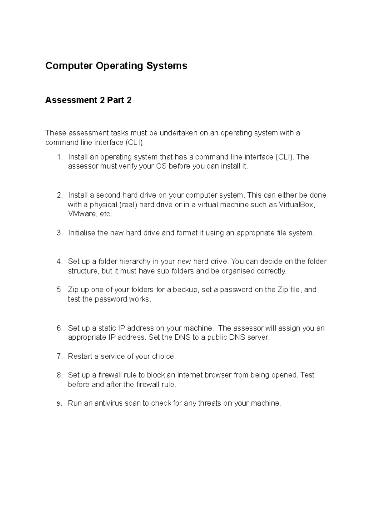 Assessment 2 Part 2 - Computer Operating Systems Assessment 2 Part 2 ...