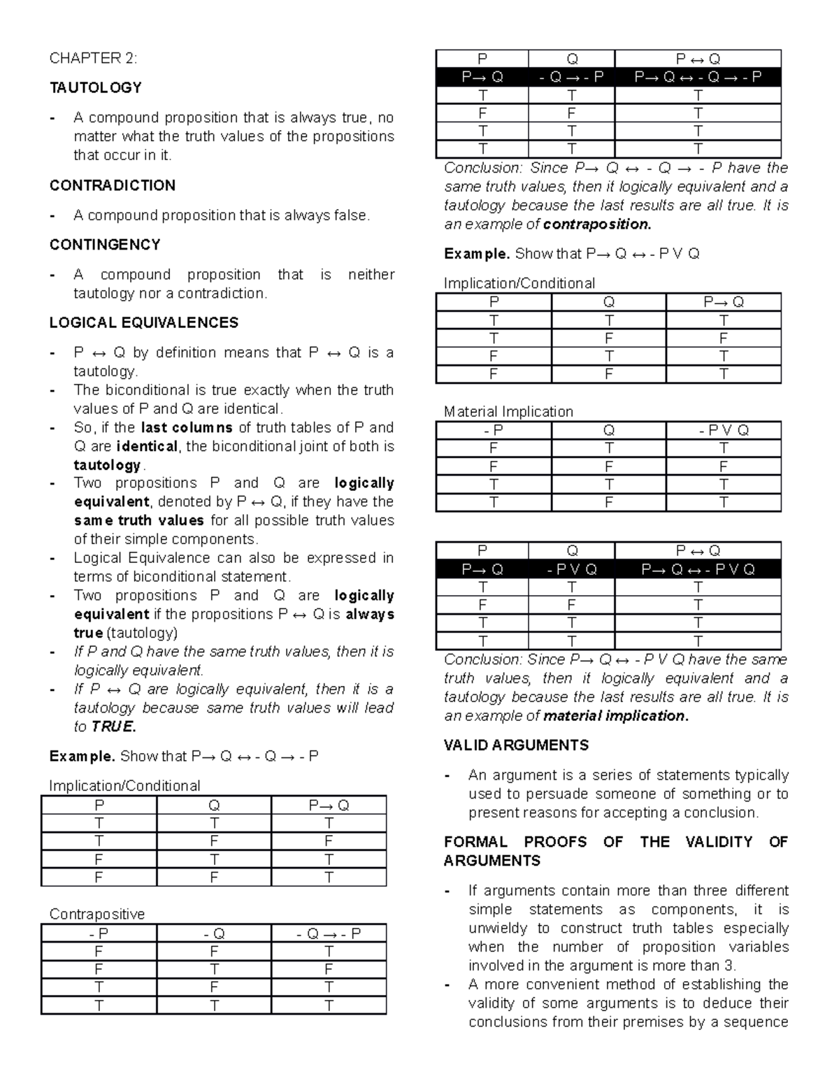 Reviewer - Chapter 2 - Logical Propositions - Mathematics in Modern ...