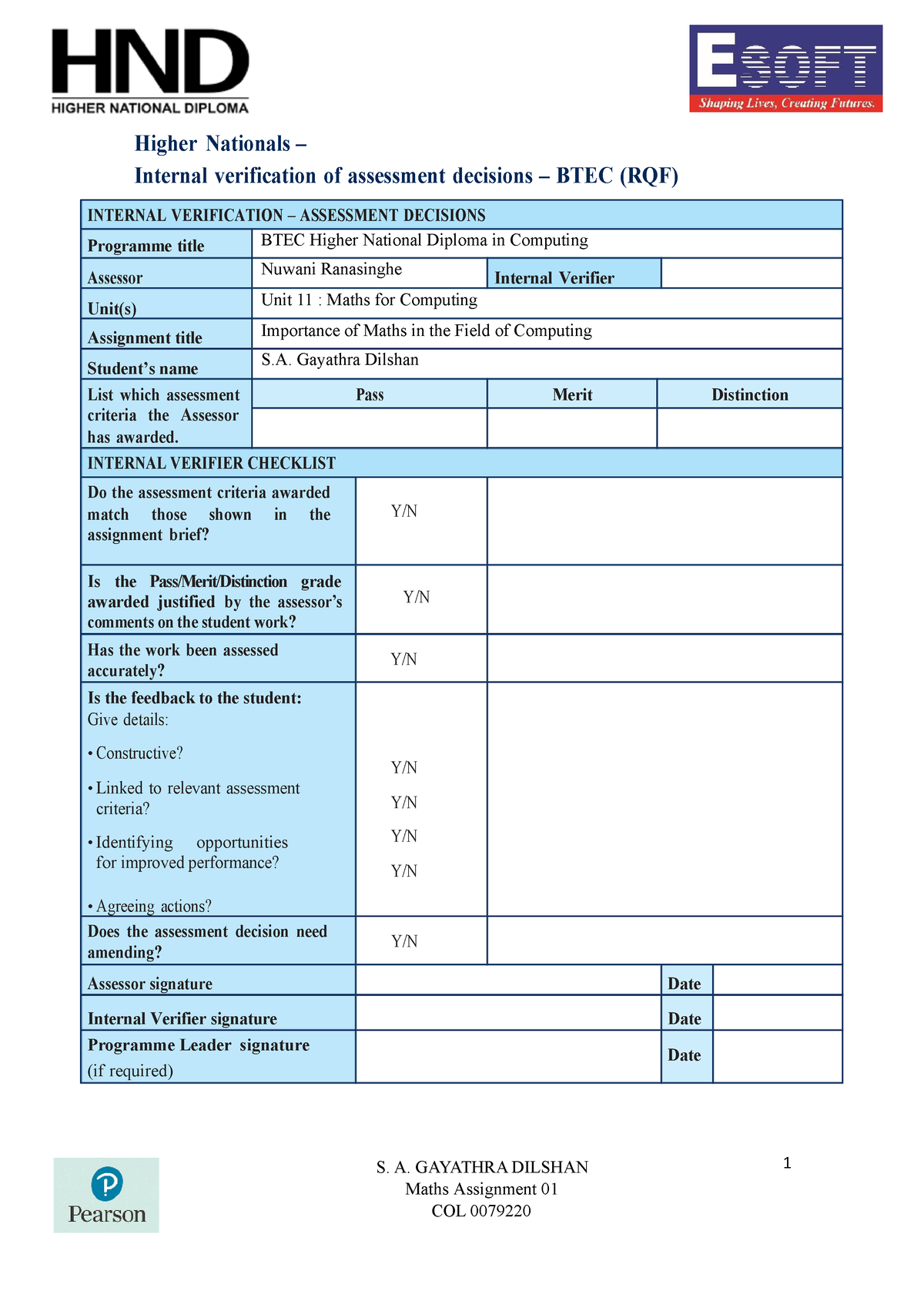 maths for computing assignment esoft