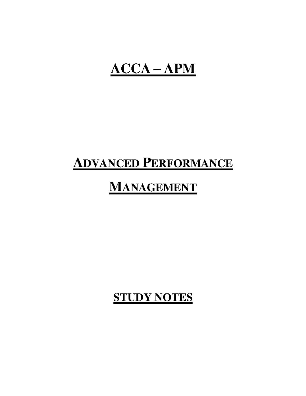 5.Advanced Performance Management - ACCA – APM ADVANCED PERFORMANCE ...