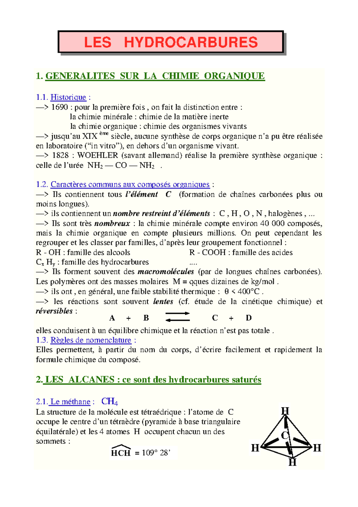 Hydrocarbures-cours-2 - A + B C + D LES HYDROCARBURES 1. GENERALITES ...