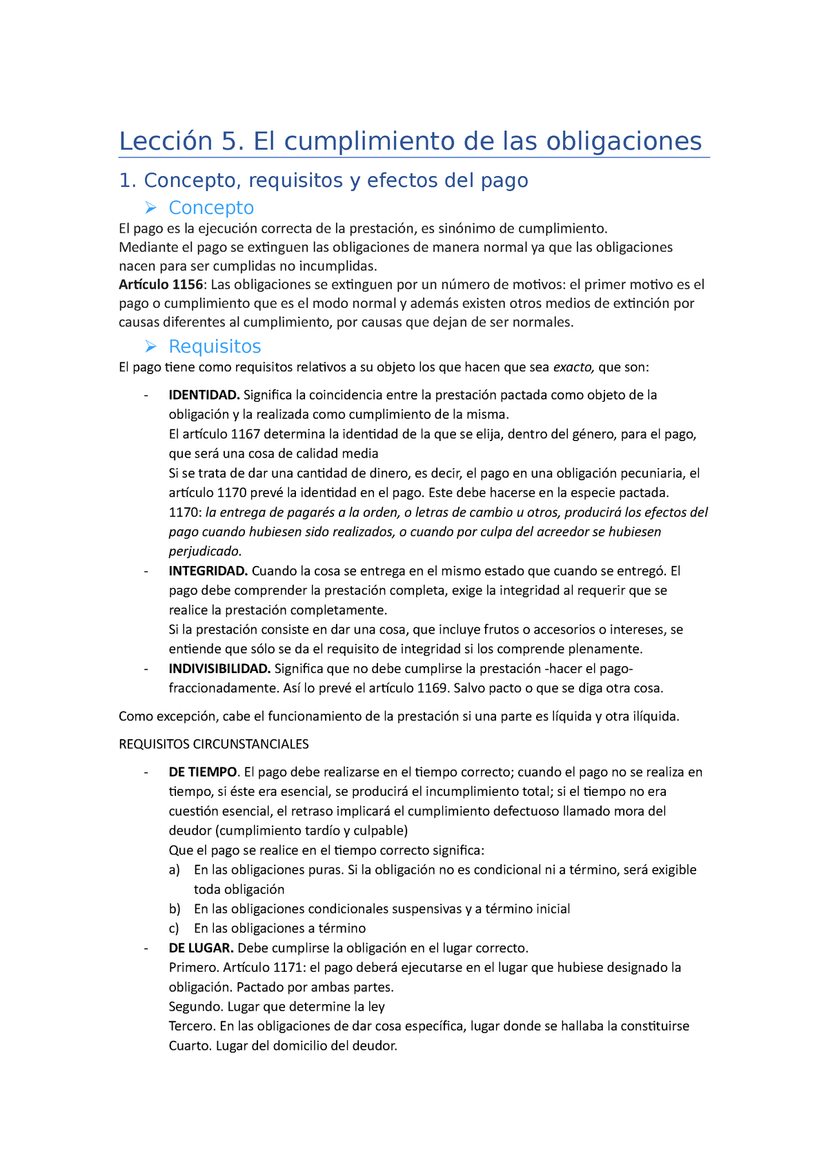 Tema 5 Cumplimiento De Las Obligaciones Lección 5 El Cumplimiento De Las Obligaciones 1 5343