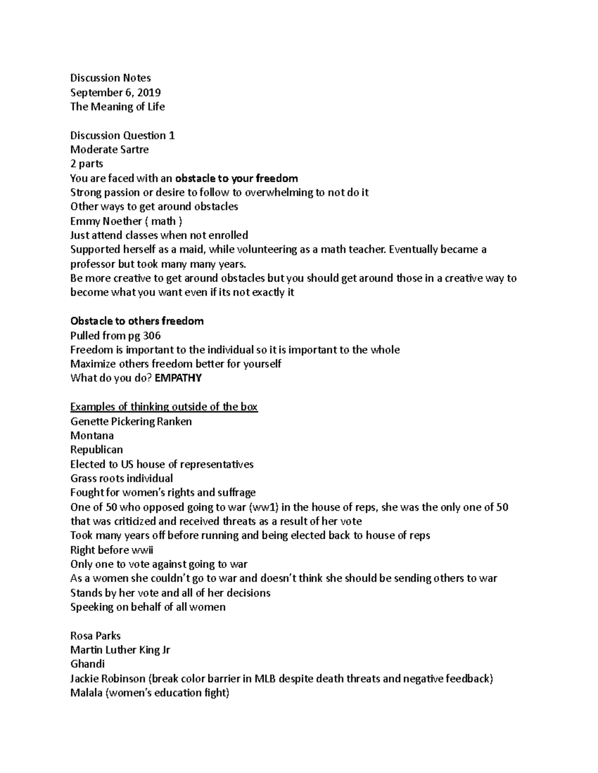 Discussion Notes 9619 The Meaning of Life Discussion Notes