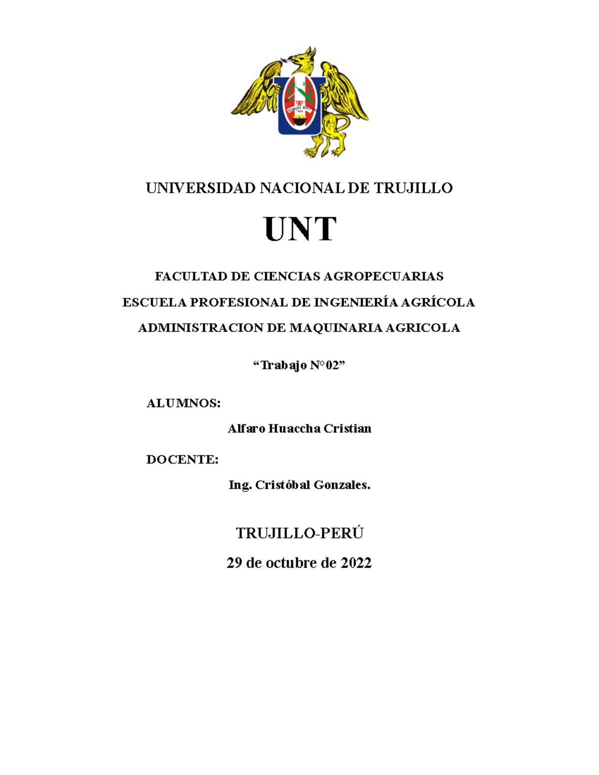 Tarea 2-CAAH - practica - UNIVERSIDAD NACIONAL DE TRUJILLO UNT FACULTAD ...