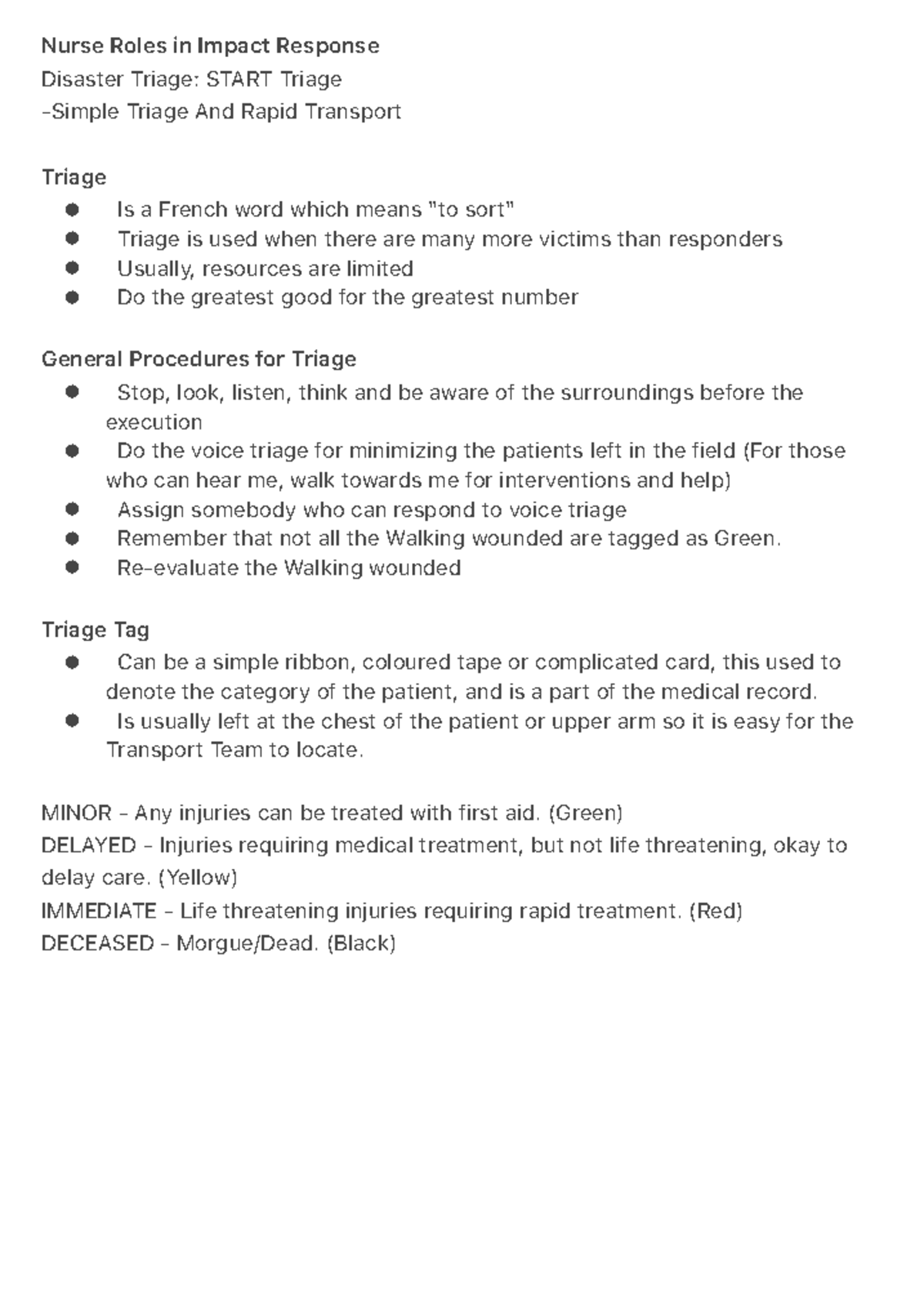 Disaster-Triage - None - Nurse Roles in Impact Response Disaster Triage ...