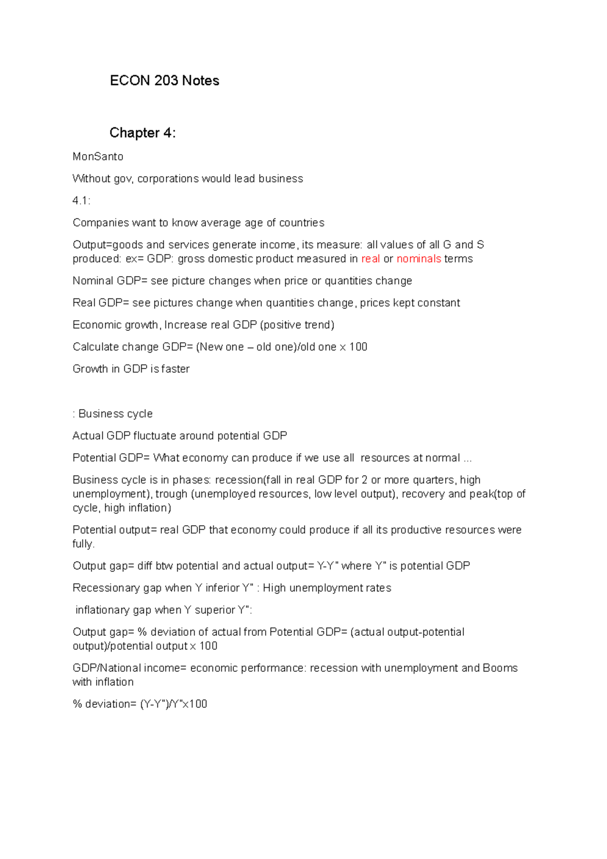 Notes 203 - ECON 203 Notes Chapter 4: MonSanto Without gov ...