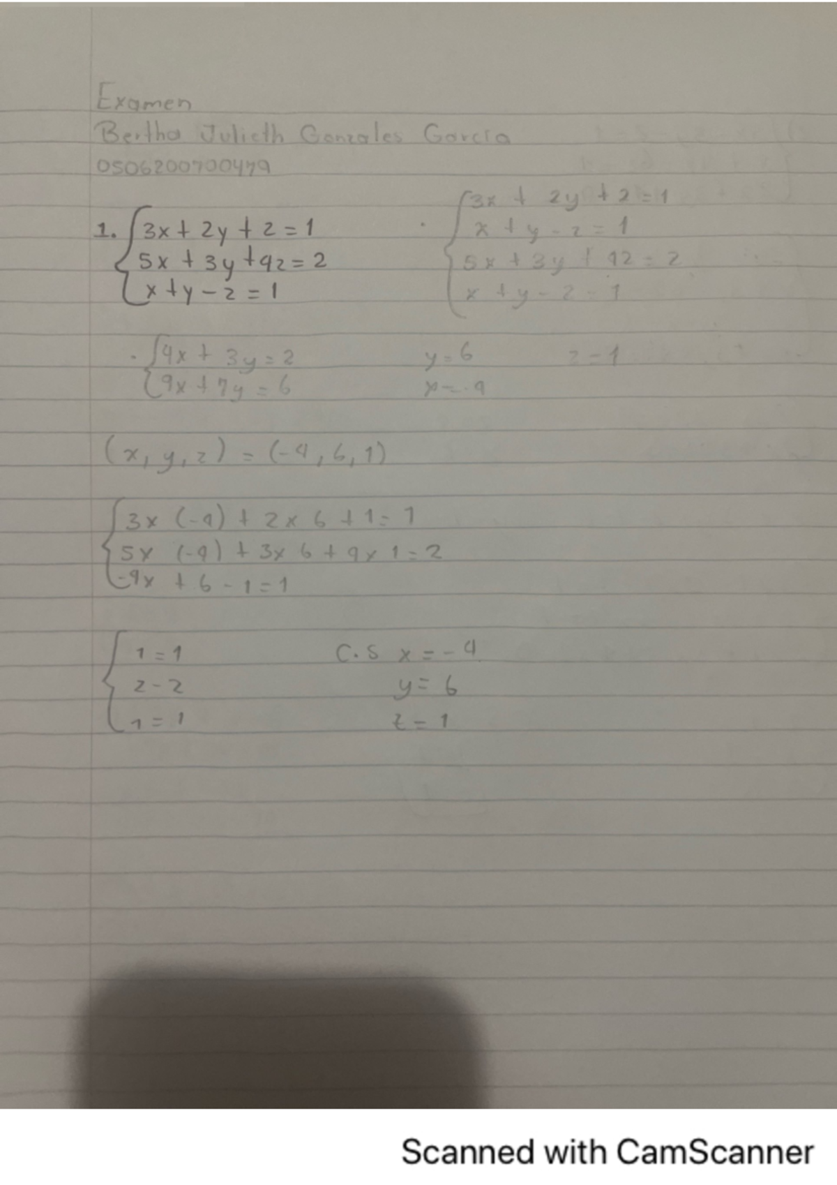 Math - Mate - Examen Bertha Julieth Gonzales Garcia 0506200700479 3x t ...