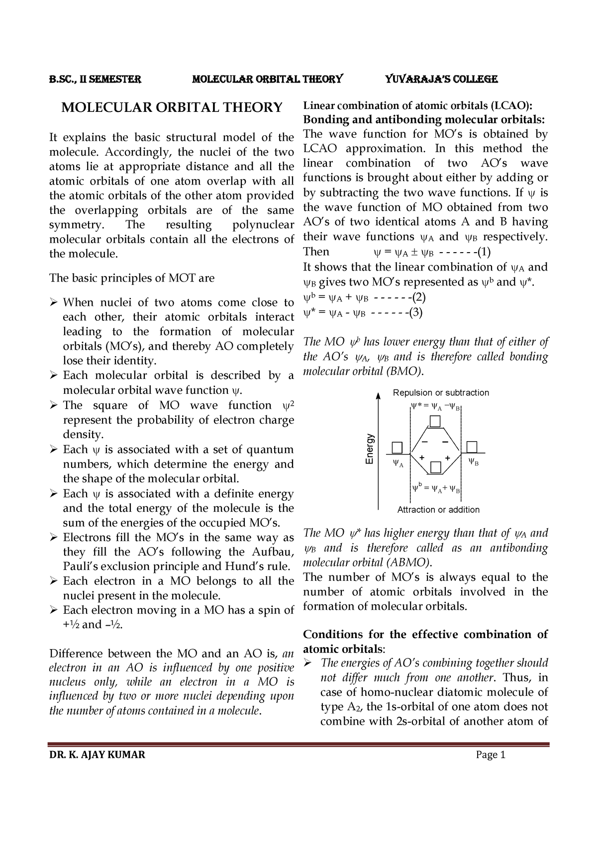 Molecular Orbital Theory - MOLECULAR ORBITAL THEORY It Explains The ...