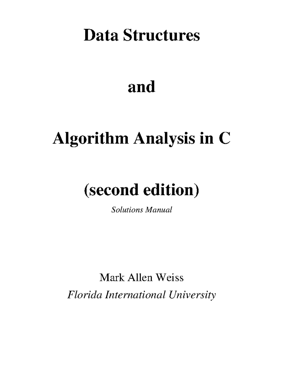 Data Structures And Algorithm Analysis In C Solutions Manual Data Structures And Algorithm 9845