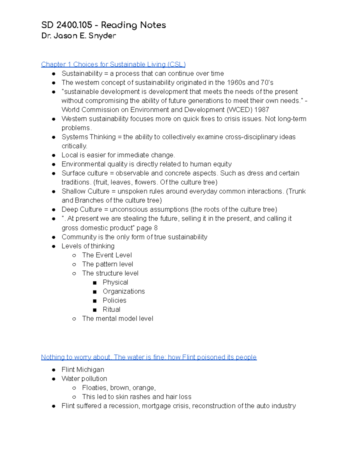 SD 2400 - Readings Notes - Dr. Jason E. Snyder Chapter 1 Choices for ...